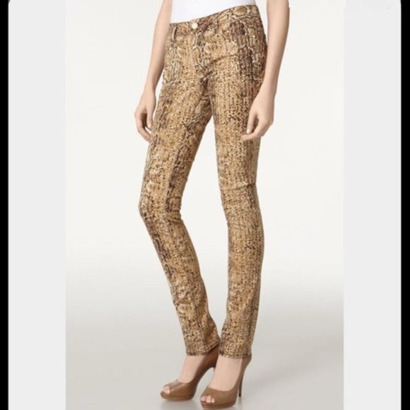 TORY BURCH Snakeskin Python Skinny Jeans - Picture 1 of 9